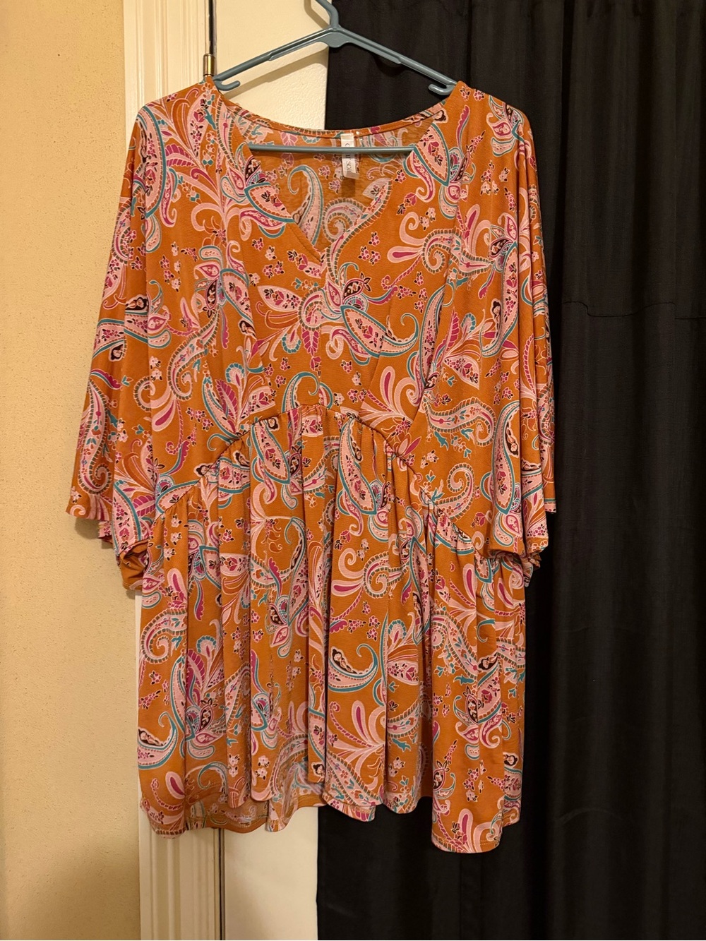 Women's Orange Paisley Print Tunic Top